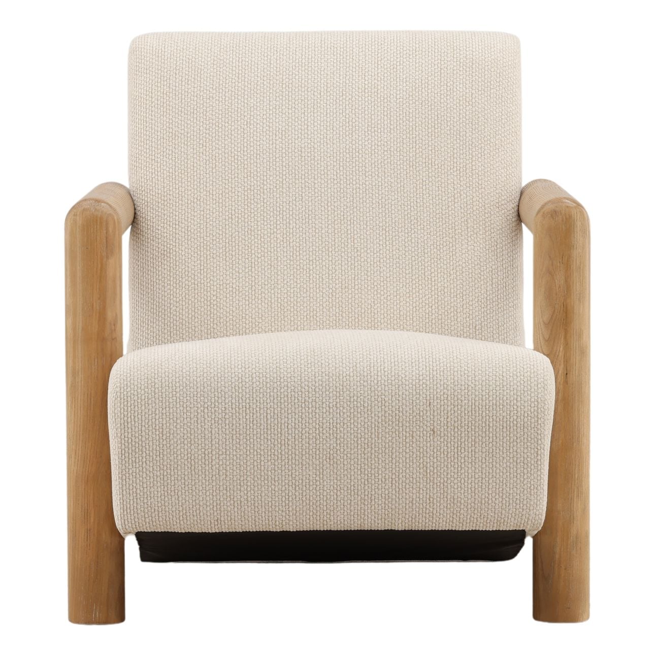 Cream and Light Natural Chunky Chenille Fabric and Ash Wood Chair 31 in Wide