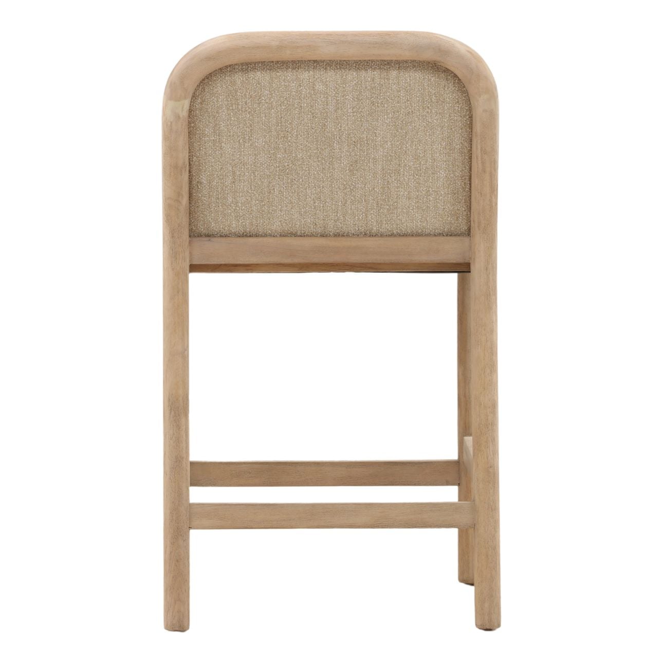 Yukon Sand and Light Natural Boucle Fabric and Ash Wood Stool 21 in Wide