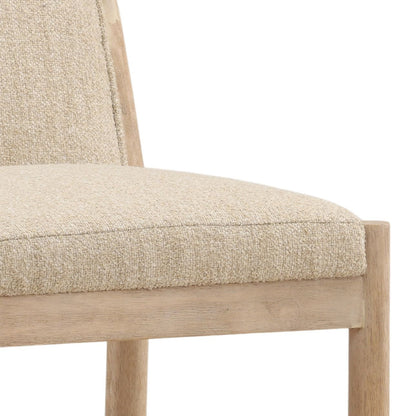 Yukon Sand and Light Natural Boucle Fabric and Ash Wood Stool 21 in Wide