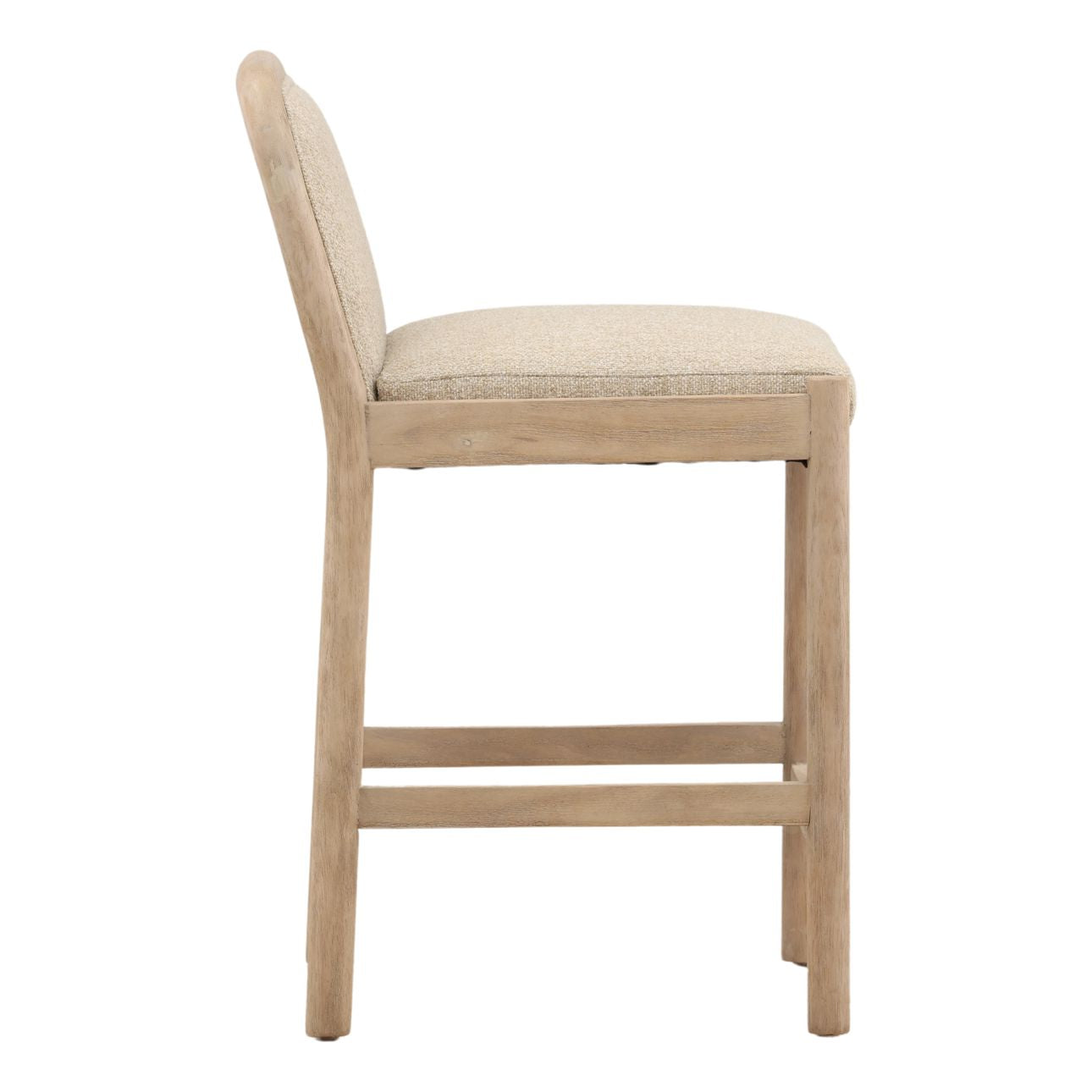 Yukon Sand and Light Natural Boucle Fabric and Ash Wood Stool 21 in Wide