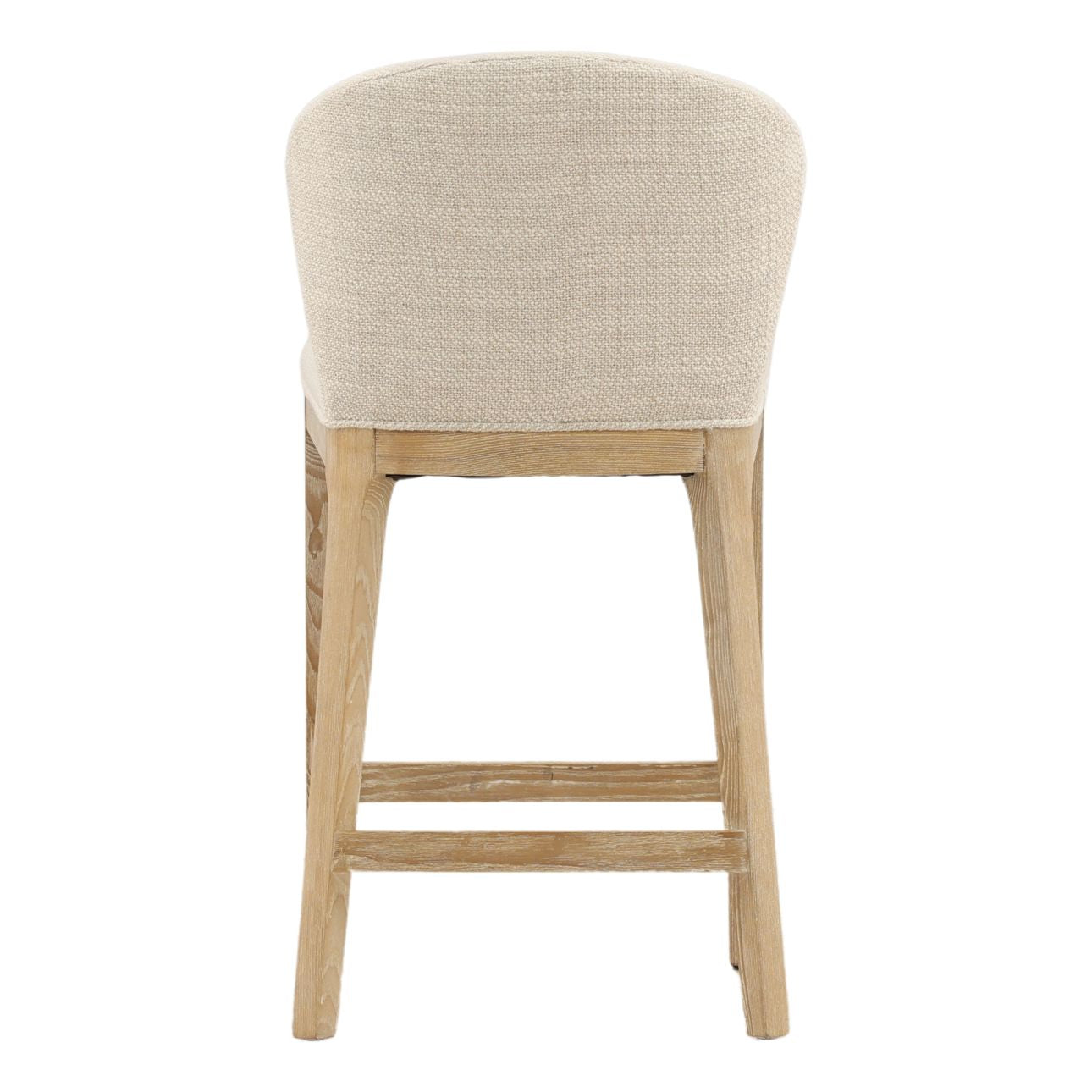 Cienega Oatmeal and Light Natural Polyester Blend Fabric and Solid Ash Wood Stool 19 in Wide