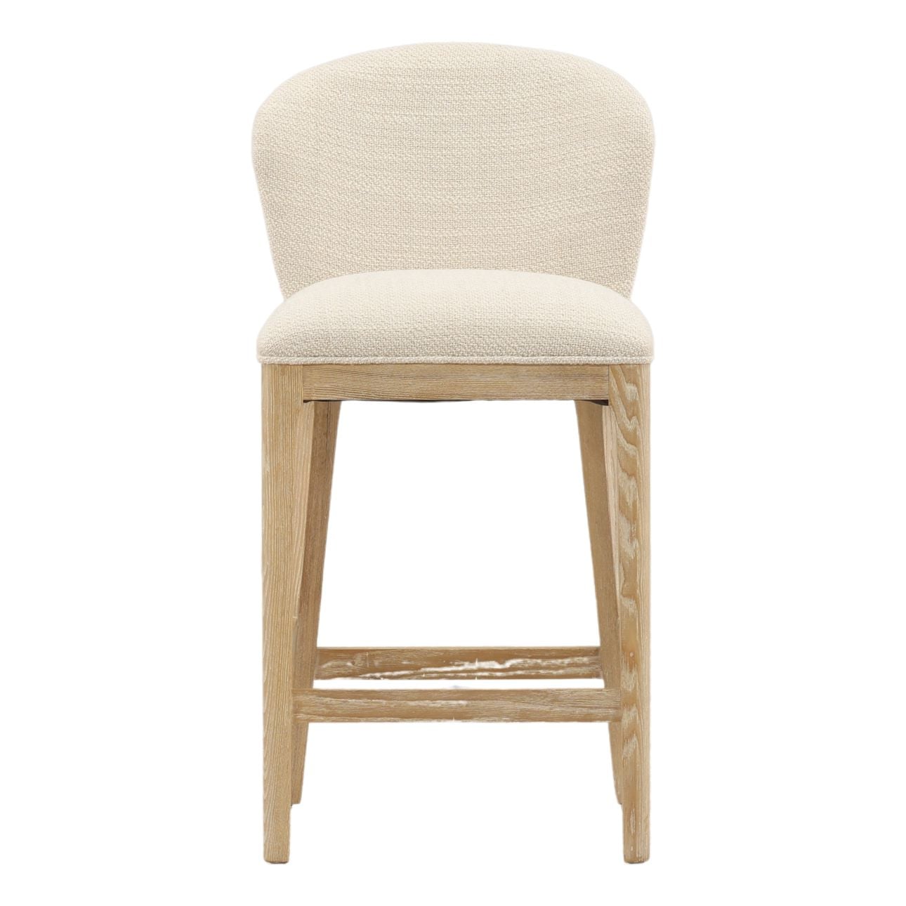 Cienega Oatmeal and Light Natural Polyester Blend Fabric and Solid Ash Wood Stool 19 in Wide