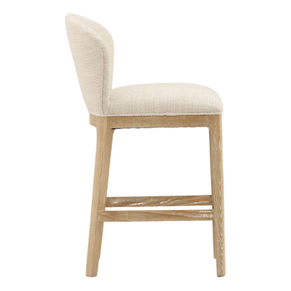 Cienega Oatmeal and Light Natural Polyester Blend Fabric and Solid Ash Wood Stool 19 in Wide