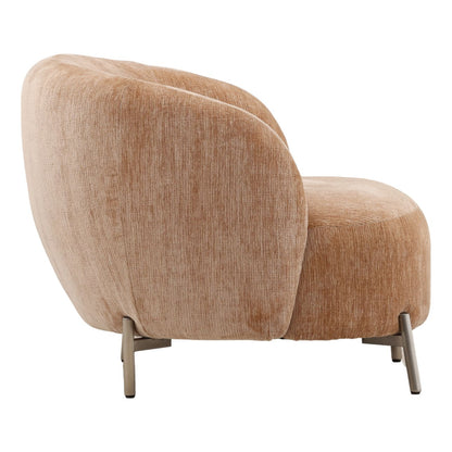 Rose and Antique Metal Chenille Fabric and Steel Legs Chair 33.5 in Wide
