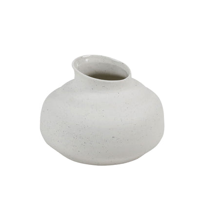 White Stoneware Vase 10 in Wide