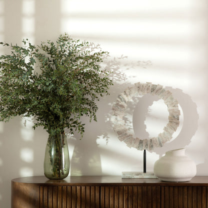 White Stoneware Vase 10 in Wide