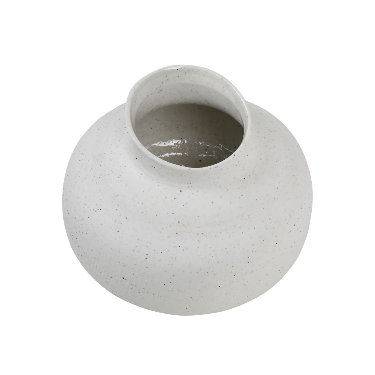 White Stoneware Vase 10 in Wide