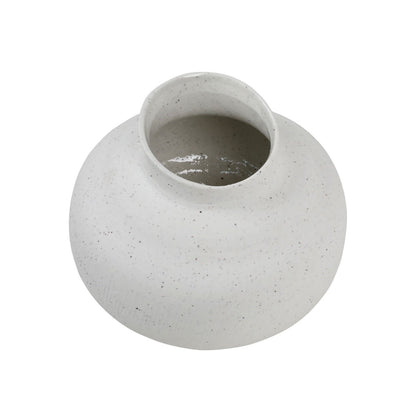 White Stoneware Vase 10 in Wide