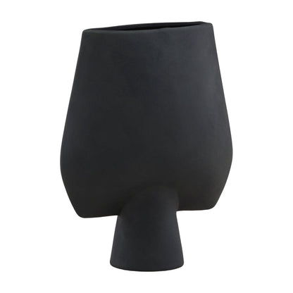 Black Terracotta Vase 12.5 in Wide