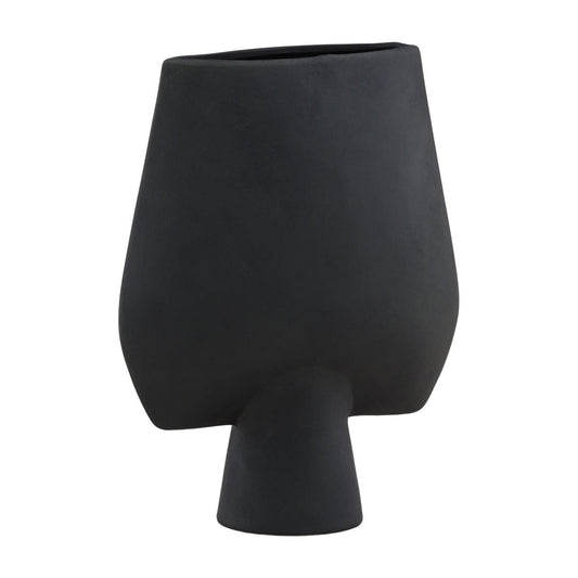 Black Terracotta Vase 12.5 in Wide