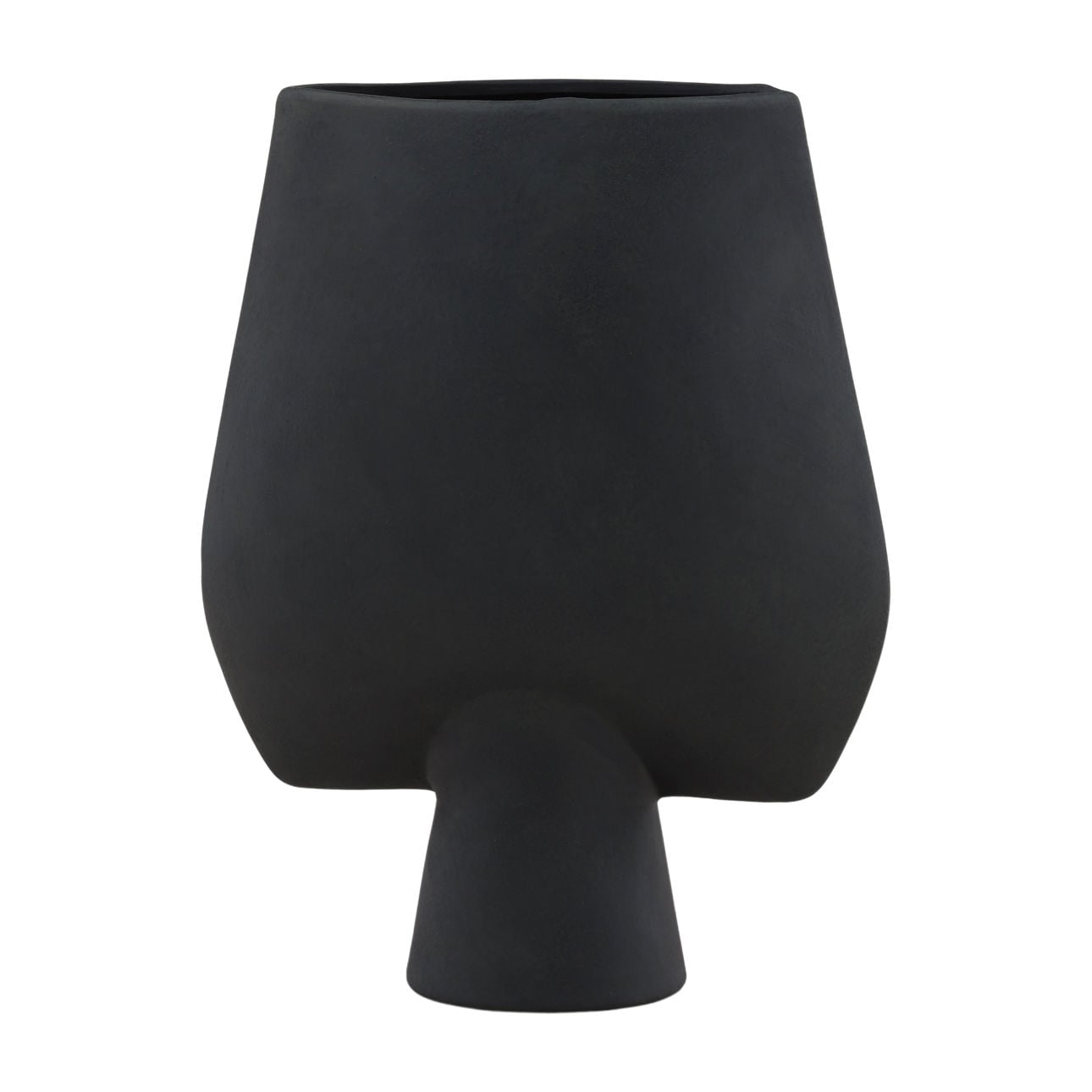 Black Terracotta Vase 12.5 in Wide