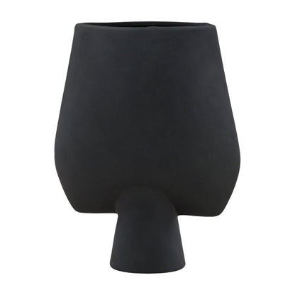 Black Terracotta Vase 12.5 in Wide