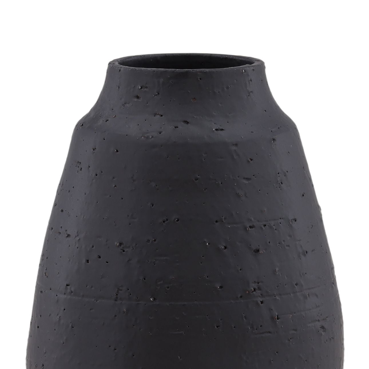 Black Terracotta Vase 10.5 in Wide