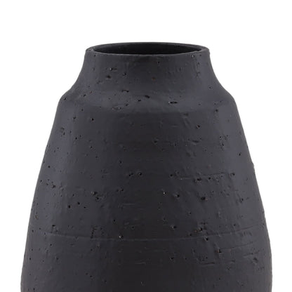 Black Terracotta Vase 10.5 in Wide