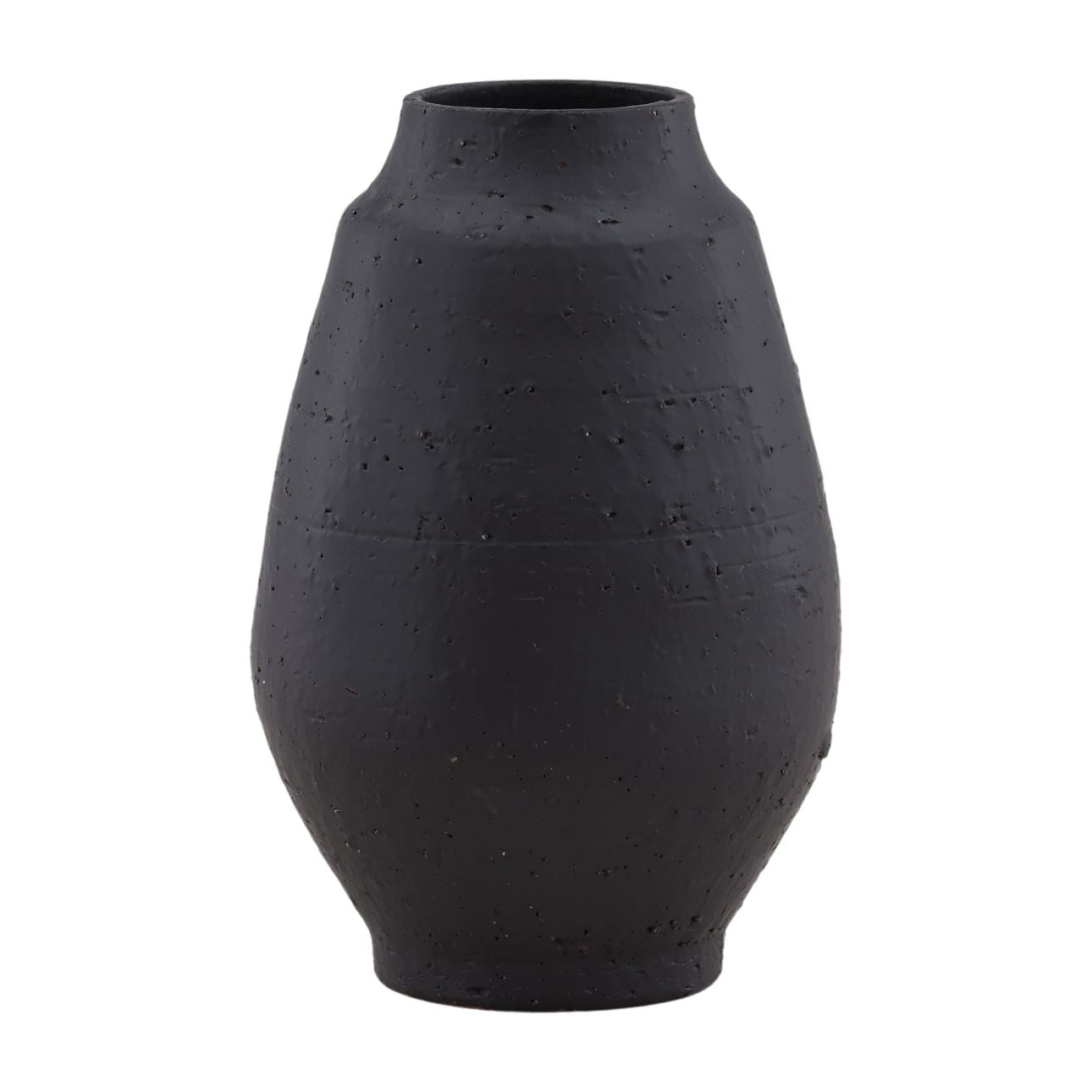 Black Terracotta Vase 10.5 in Wide