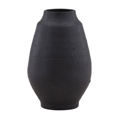 Black Terracotta Vase 10.5 in Wide