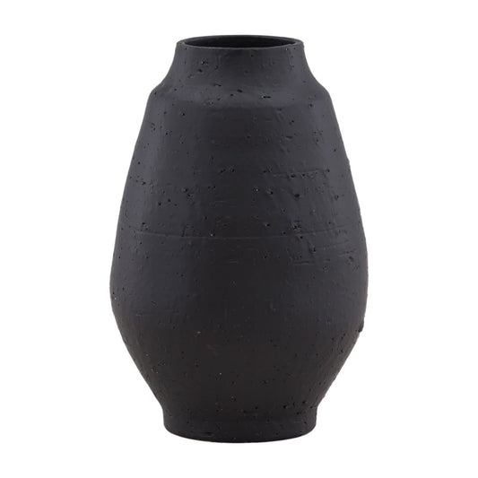 Black Terracotta Vase 10.5 in Wide