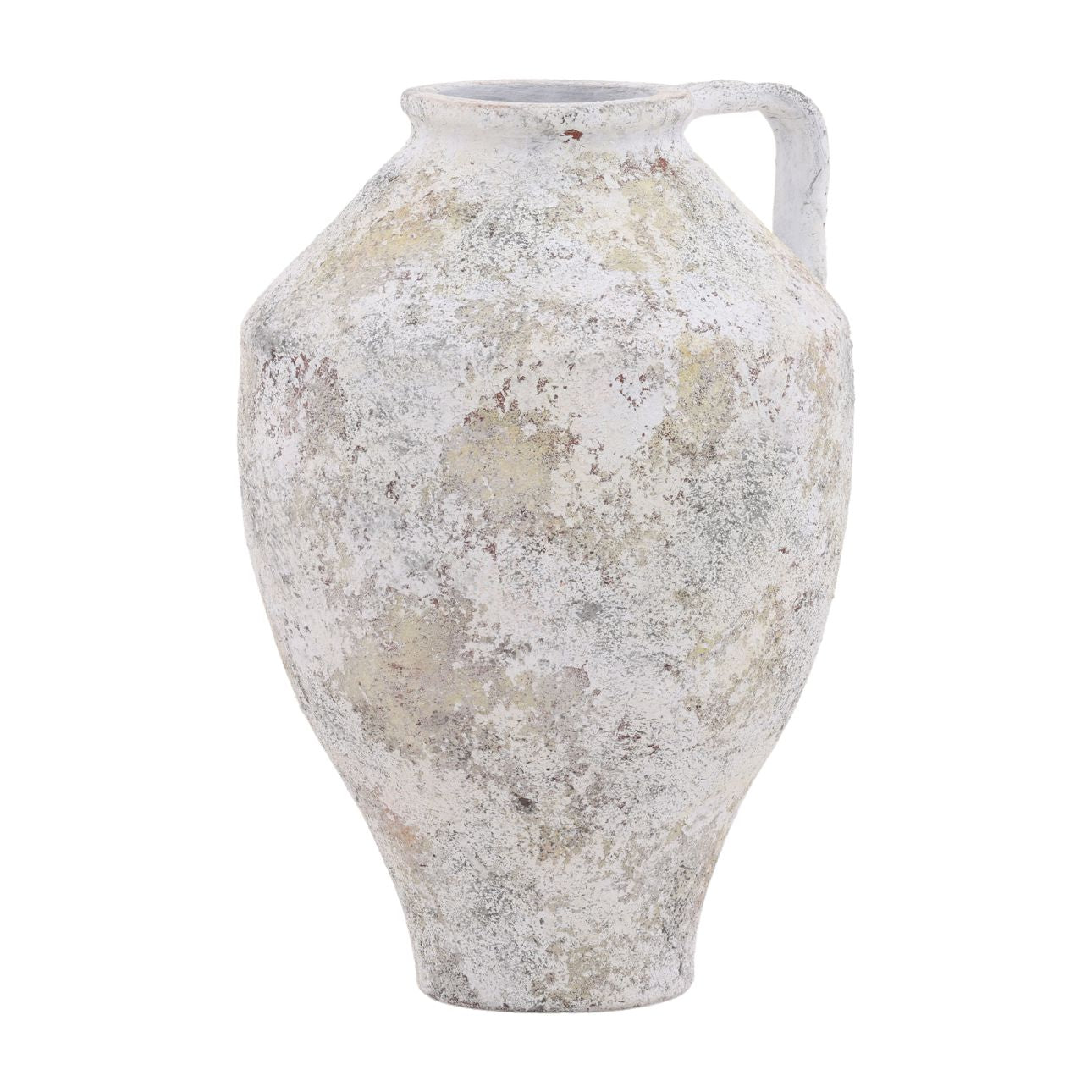 White Distressed Terracotta Vase 12 in Wide