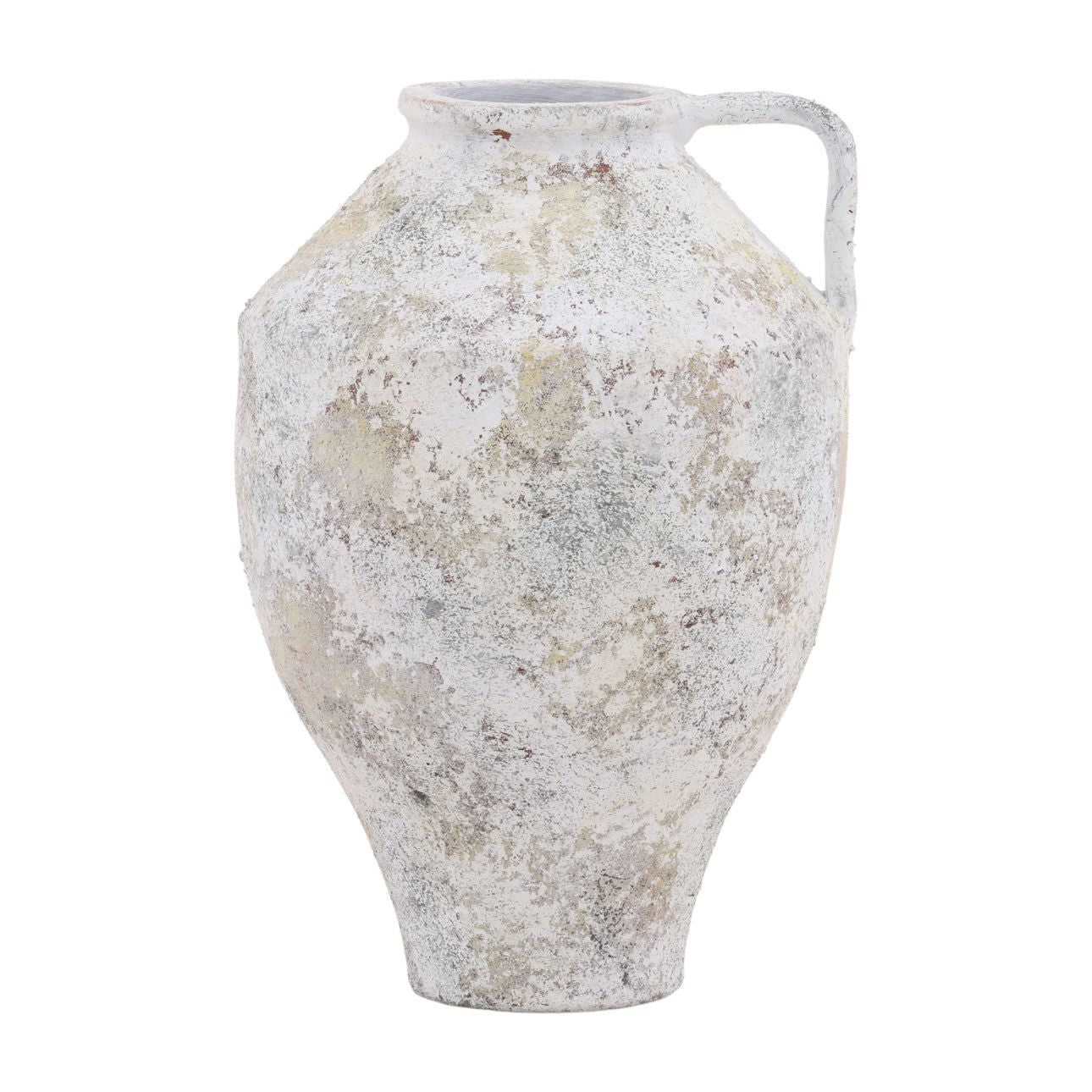 White Distressed Terracotta Vase 12 in Wide