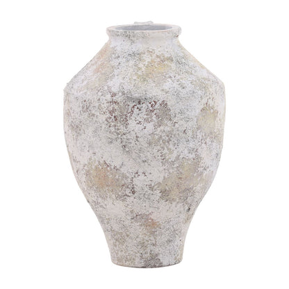 White Distressed Terracotta Vase 12 in Wide