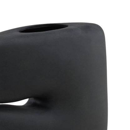 Black Terracotta Vase 13 in Wide