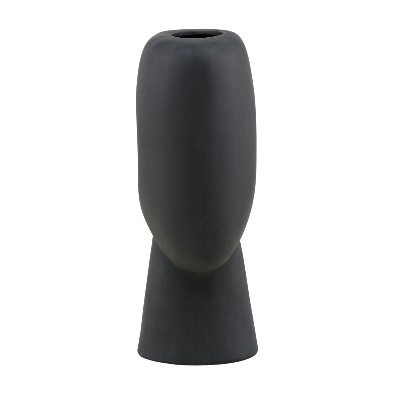 Black Terracotta Vase 13 in Wide