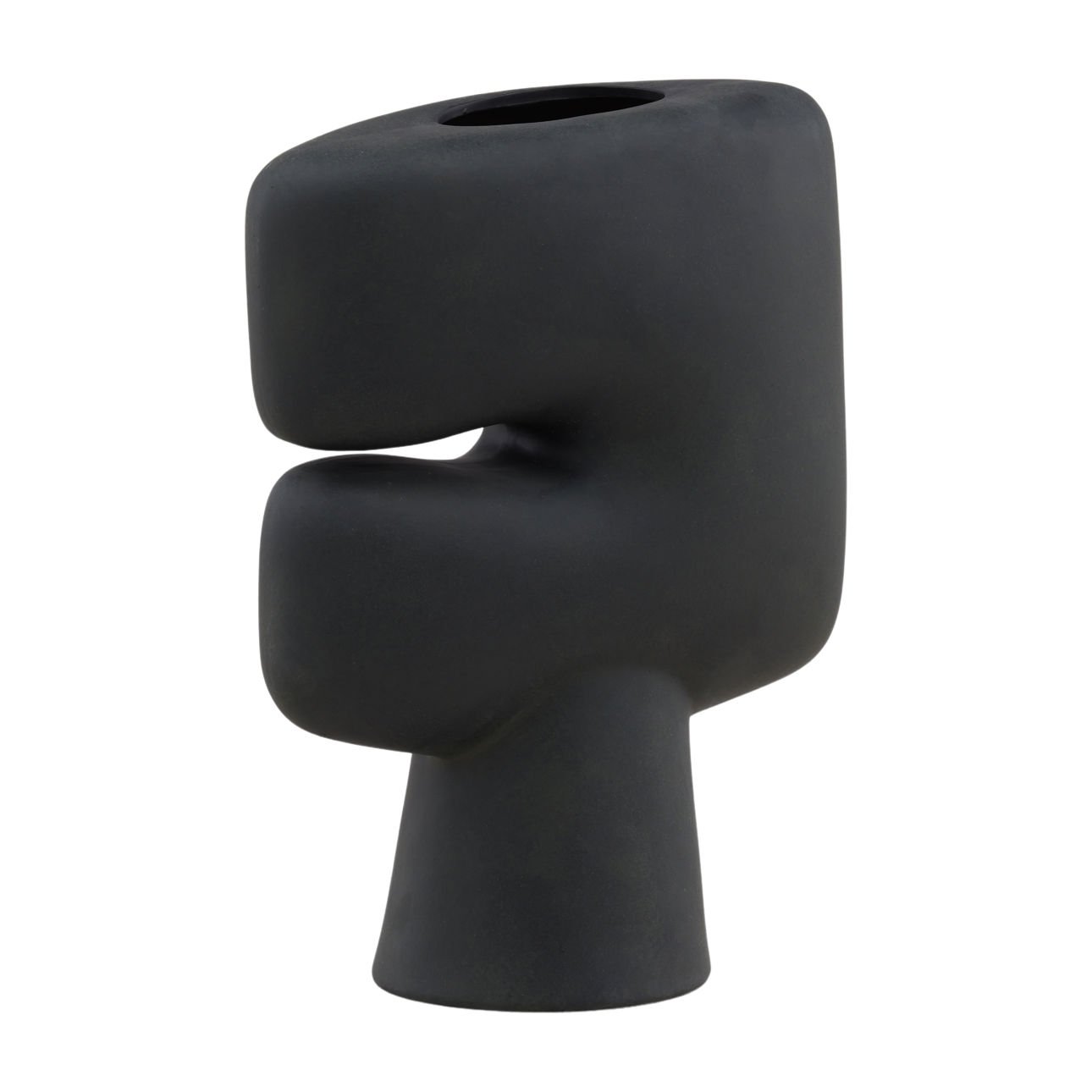 Black Terracotta Vase 13 in Wide