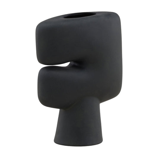 Black Terracotta Vase 13 in Wide