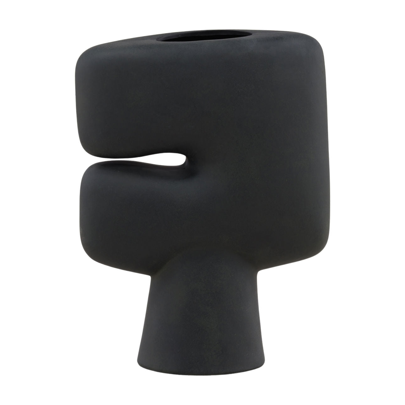 Black Terracotta Vase 13 in Wide
