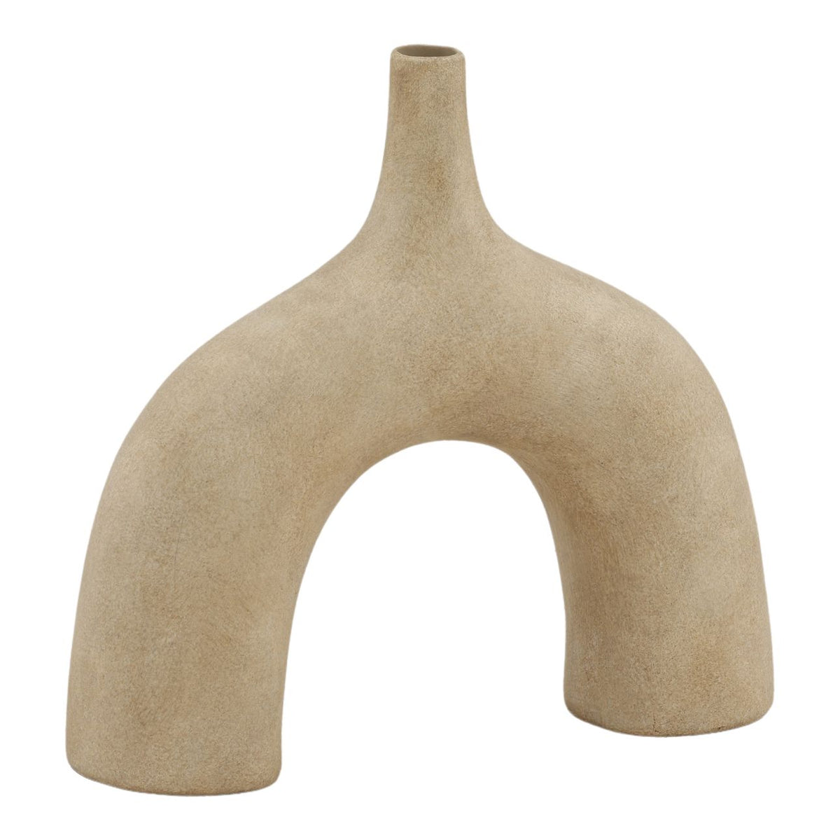 Camcrest terracotta vase with cream finish, front view showing wide oval silhouette