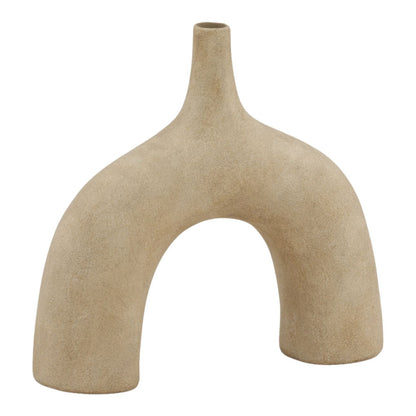 Camcrest terracotta vase with cream finish, front view showing wide oval silhouette