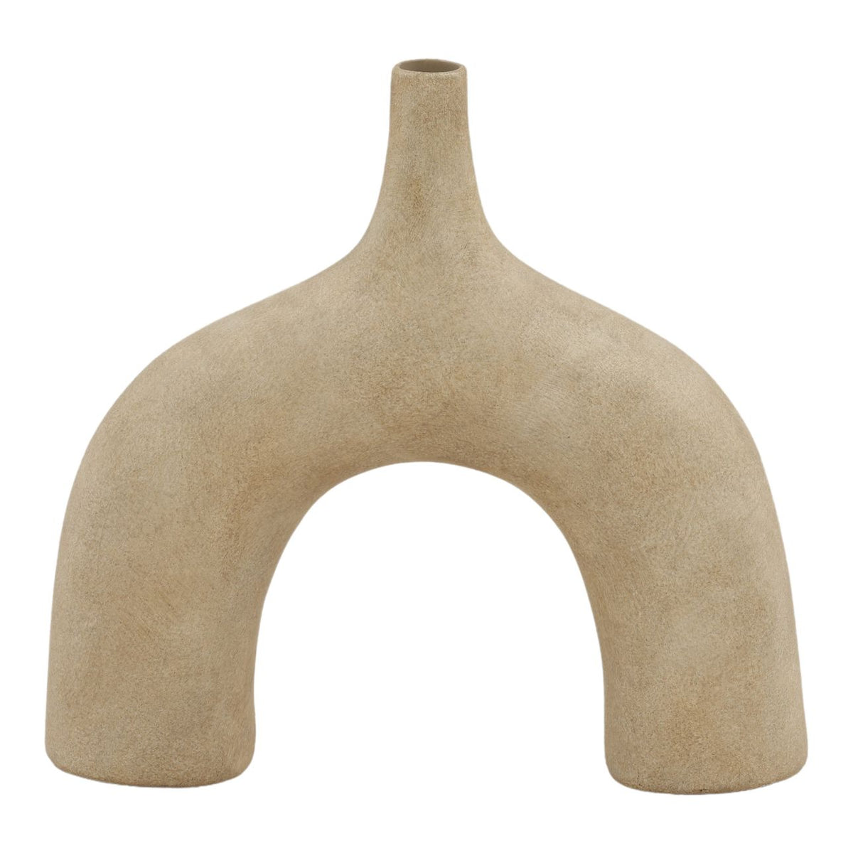 Camcrest cream terracotta vase styled on a console table, side angle