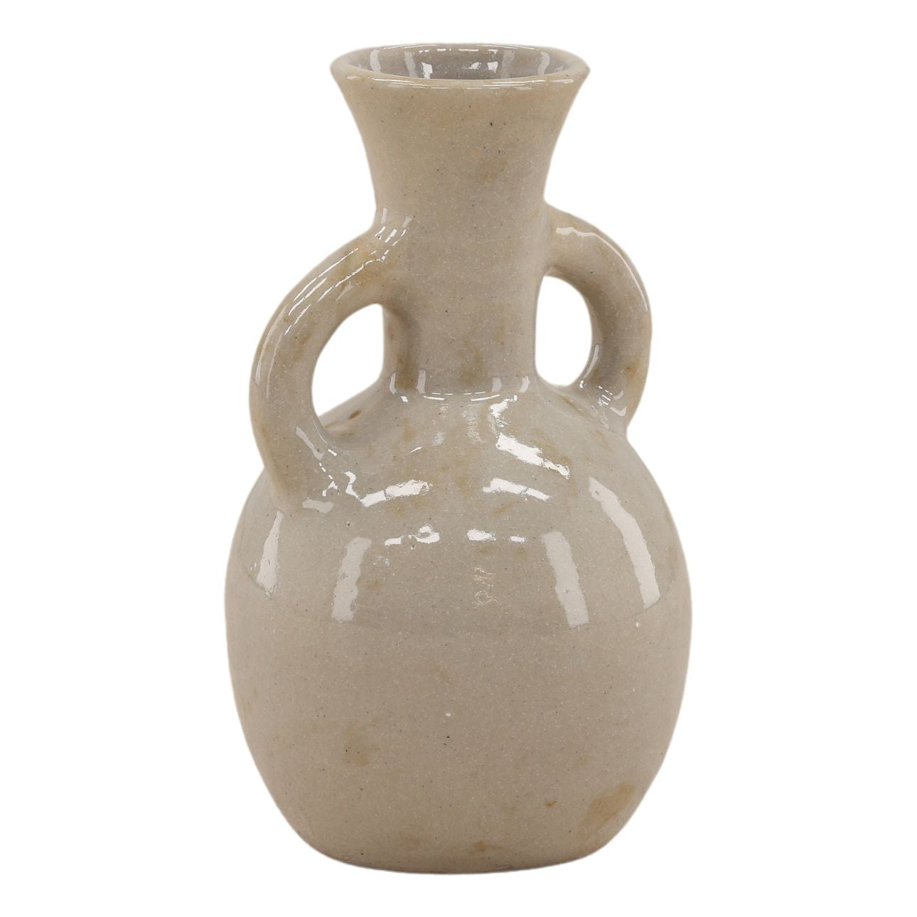 Beige Terracotta Vase 6.5 in Wide