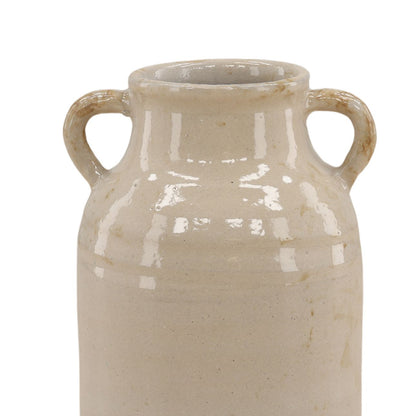 Beige Terracotta Vase 9.5 in Wide