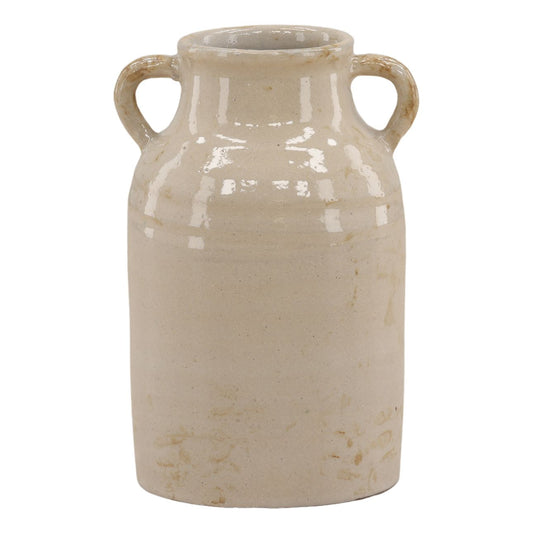 Beige Terracotta Vase 9.5 in Wide