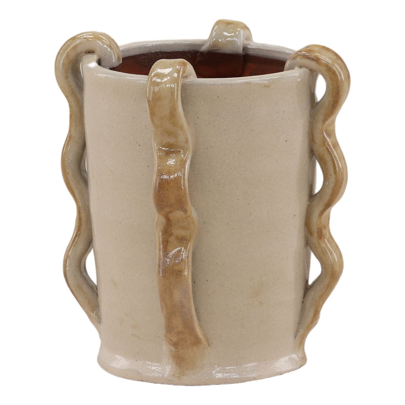 Beige Terracotta Vase 8 in Wide