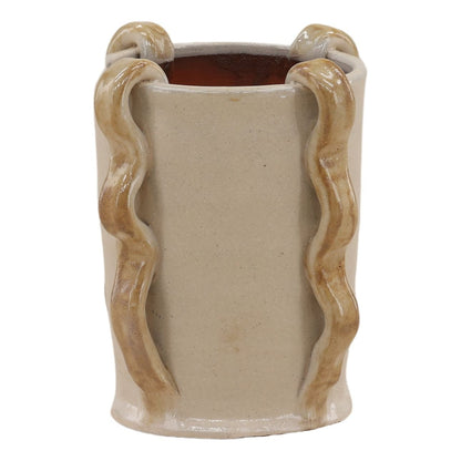 Beige Terracotta Vase 8 in Wide