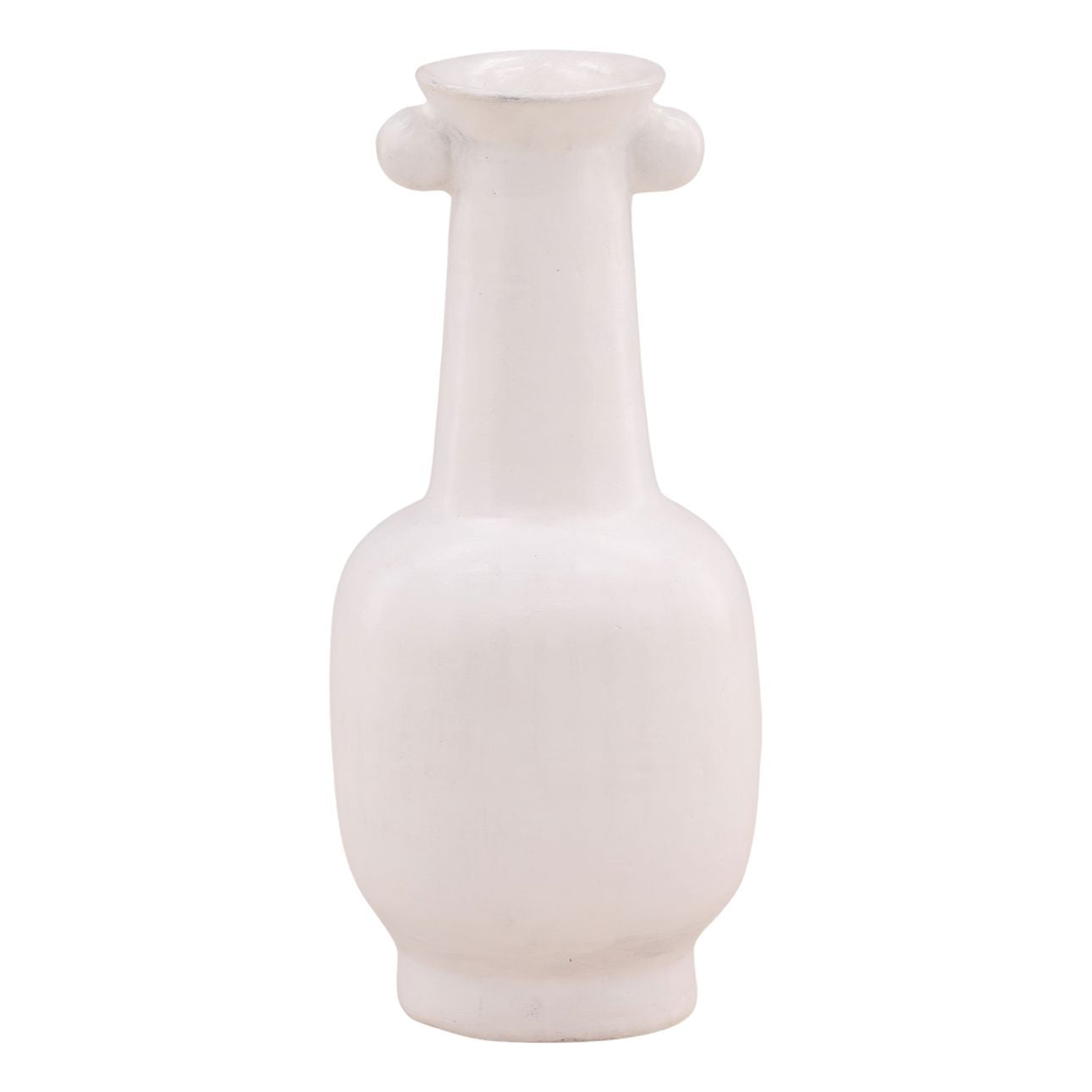 White Terracotta Vase 10 in Wide