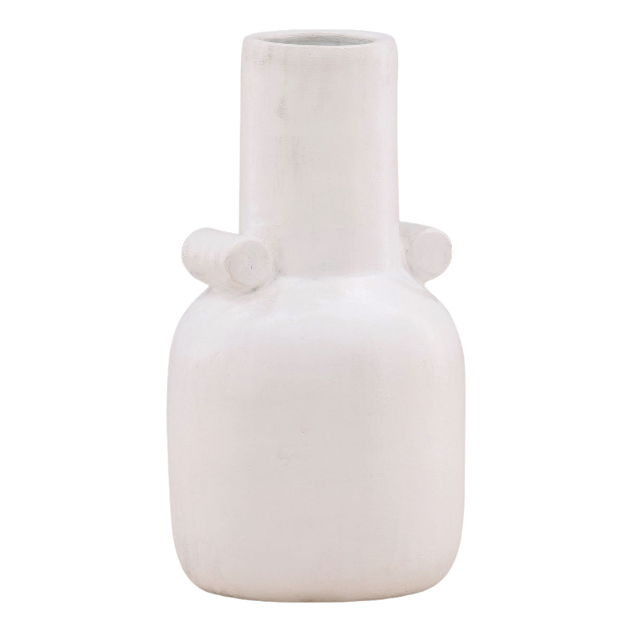 White Terracotta Vase 11 in Wide