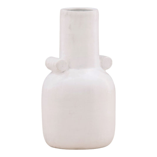 White Terracotta Vase 11 in Wide