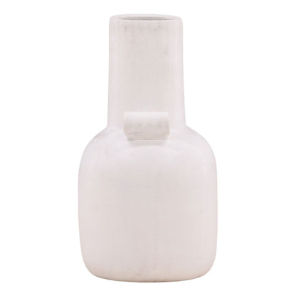 White Terracotta Vase 11 in Wide