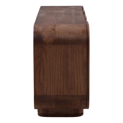 Medium Brown Mindi Wood Sideboard 78.5 in Wide