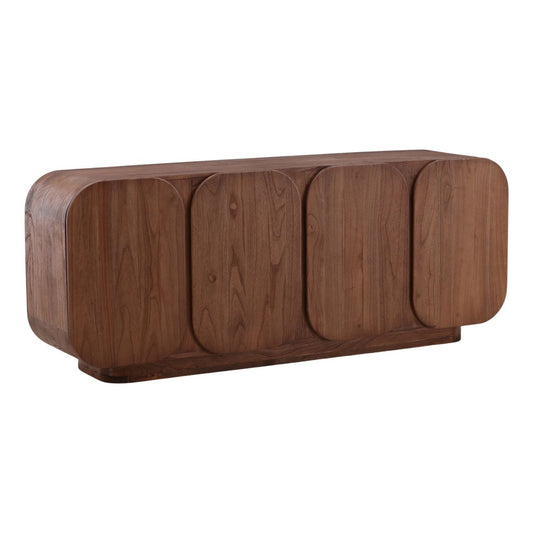 Medium Brown Mindi Wood Sideboard 78.5 in Wide