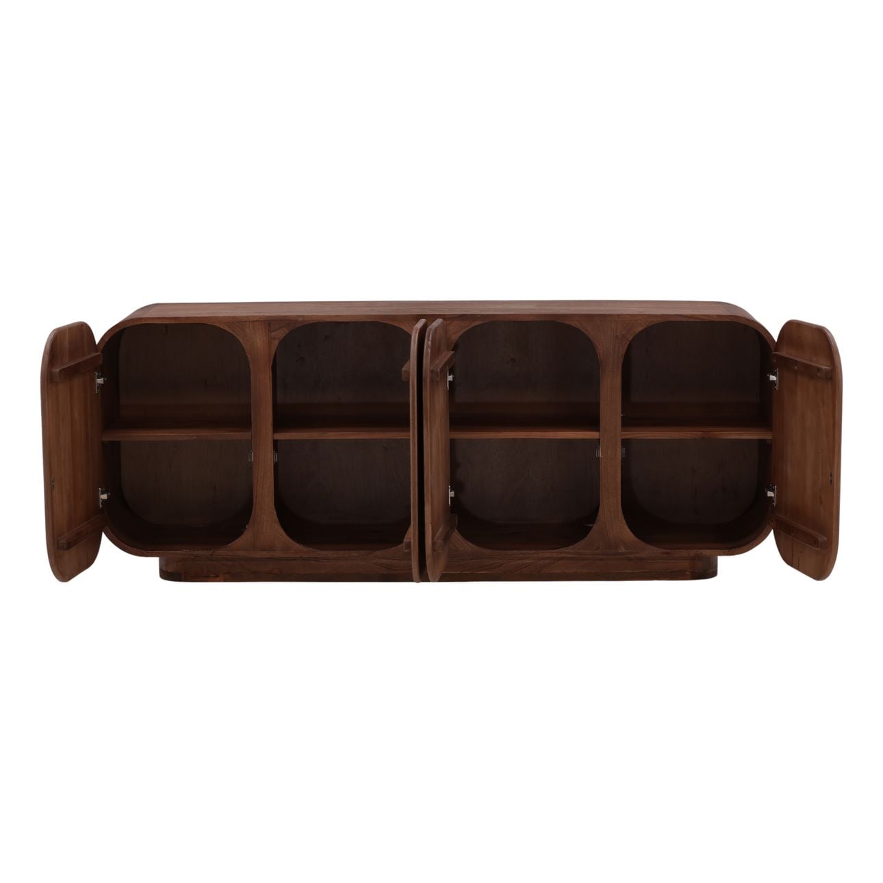 Medium Brown Mindi Wood Sideboard 78.5 in Wide