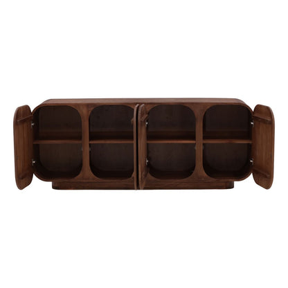 Medium Brown Mindi Wood Sideboard 78.5 in Wide