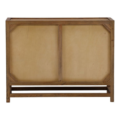 Brown Mindi Wood and Coconut Leaf Rattan Sideboard 41.5 in Wide