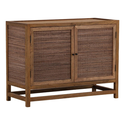 Brown Mindi Wood and Coconut Leaf Rattan Sideboard 41.5 in Wide