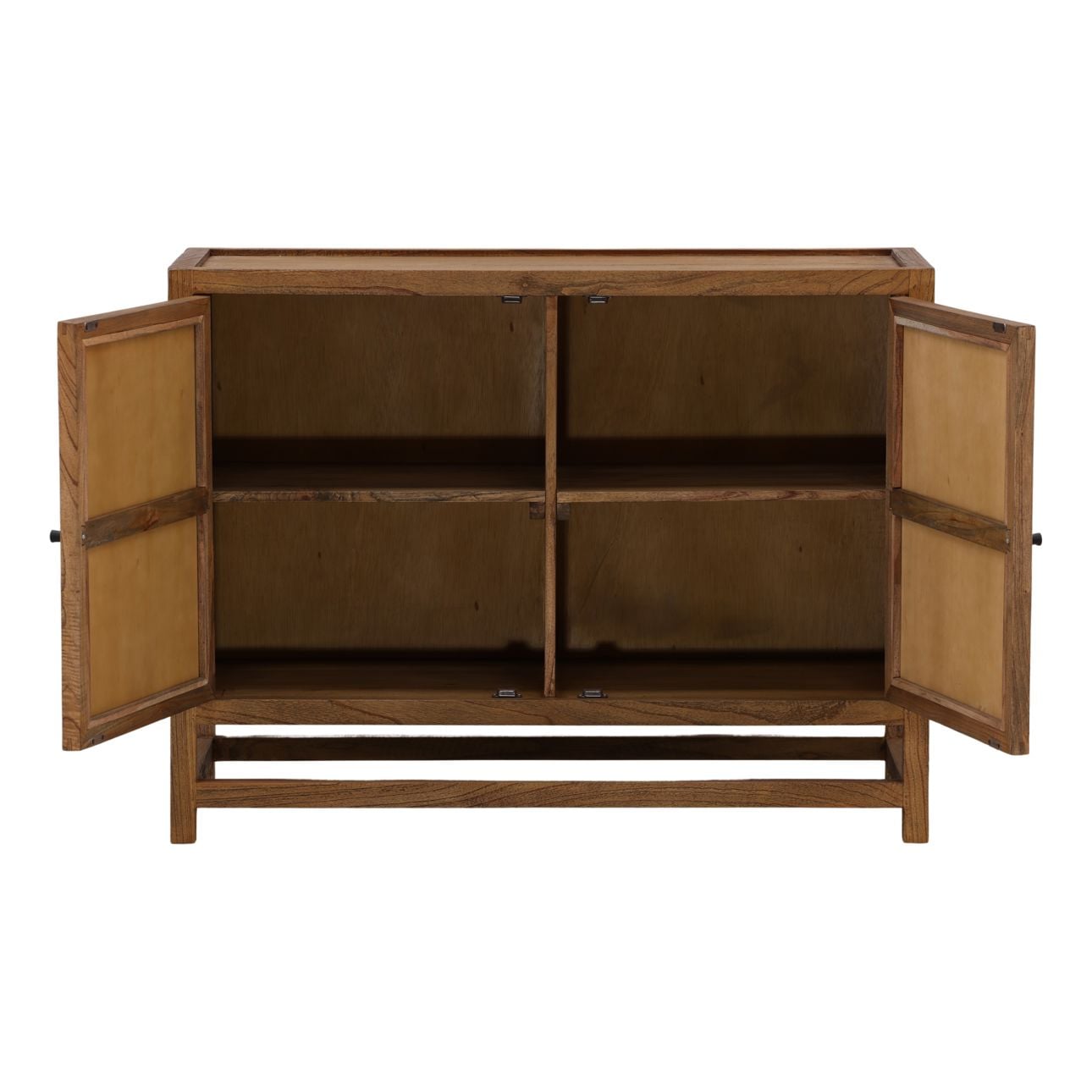 Brown Mindi Wood and Coconut Leaf Rattan Sideboard 41.5 in Wide
