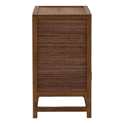 Brown Mindi Wood and Coconut Leaf Rattan Sideboard 41.5 in Wide