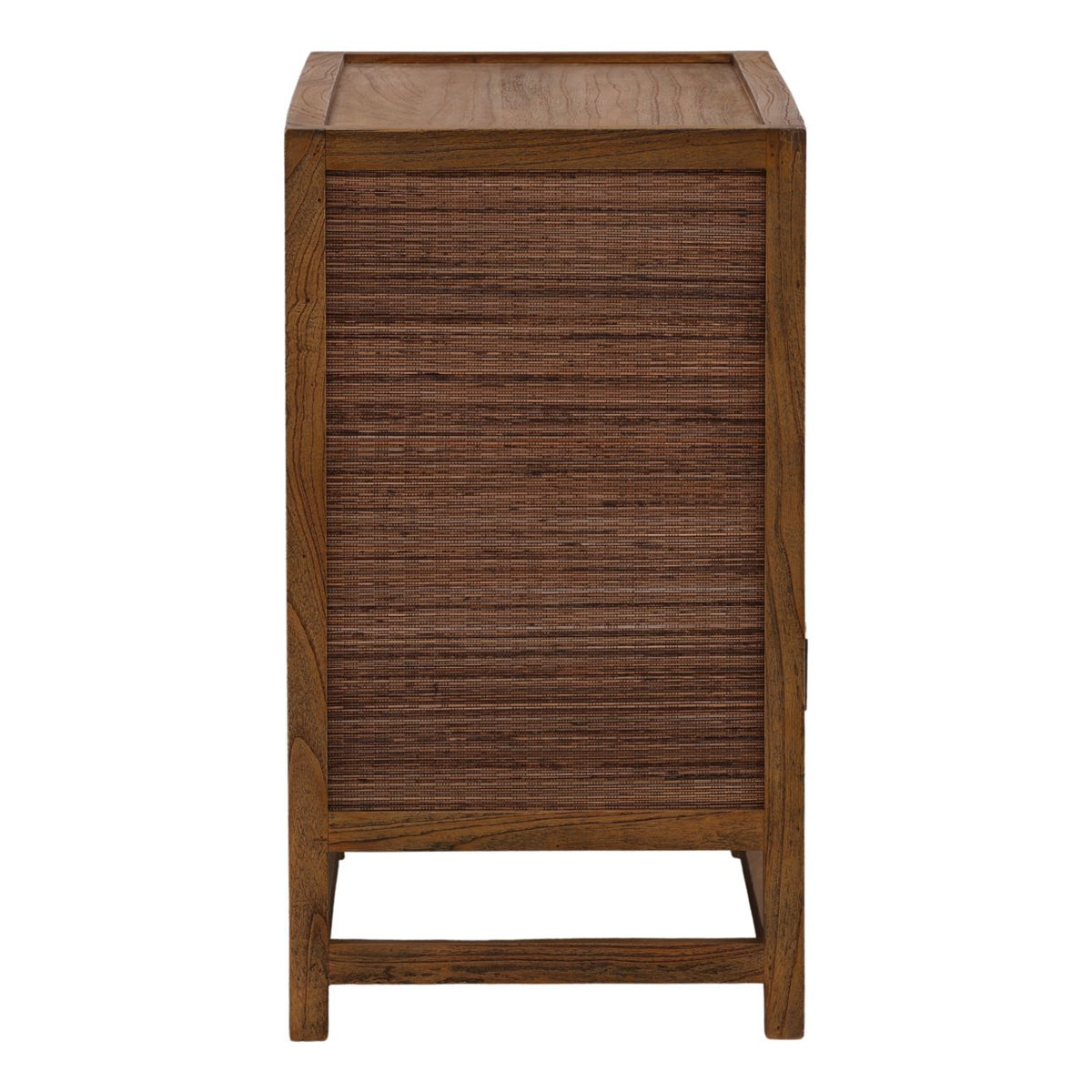Refined Mindi Wood and Coconut Leaf Rattan Cabinet